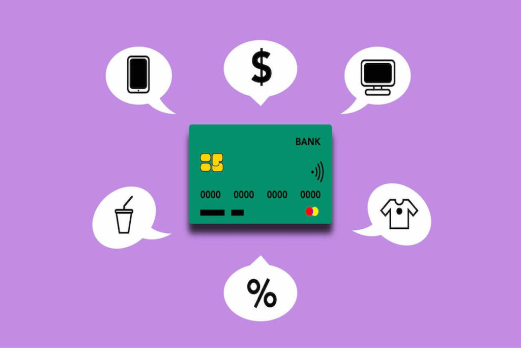 green credit card on purple background with bubble icons_cyber security resources for women